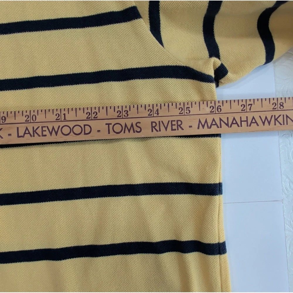 Vintage Ralph Lauren Polo Shirt Mens 2XLT Tall Yellow Navy Striped Preppy Campus